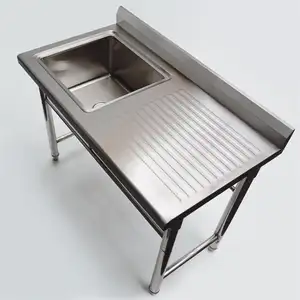 Commercial Stainless Steel Stainless Steel Sink Table Prep Table