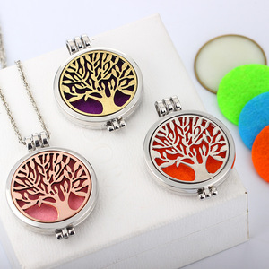 Gros Femmes Lumineux Ronde Médaillon Pendentif Collier Ouvert Arbre De Vie Huile Essentielle Diffuseur Collier - Product Image 6