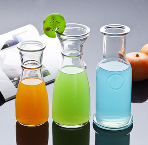 Lot de 6 bouteilles <span class=keywords><strong>en</strong></span> <span class=keywords><strong>verre</strong></span> transparent robustes et durables pour boissons, jus, eau, tequila, sans plomb, avec bouchon <span class=keywords><strong>en</strong></span> acier inoxydable - Product Image 1