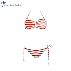 Traje de baño personalizado ajustable a rayas en forma de U Mujeres Bikini de dos piezas Traje de baño