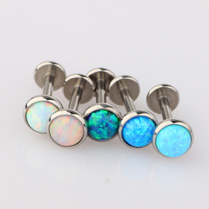 Gemengde Kleur en Grootte Lage MOQ Platte Achterkant Schroef Opal Helix Kraakbeen Earring Labret - Product Image 2