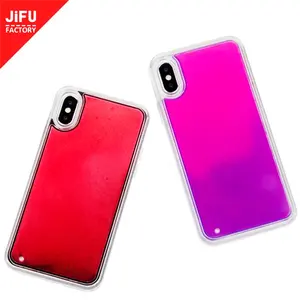 Glow In The Dark Benutzer definierte Silikon Glitter Liquid Quicksand Telefon hülle Abdeckung für iPhone Xs für iPhone Neco Sand Liquid Phone Case