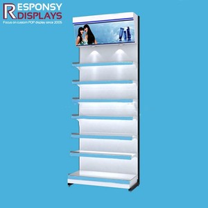 Sàn kim loại đứng giá trưng bày mỹ phẩm với kệ nhiều tầng và mặt sau lớn cho nền tảng nước hoa son môi trong các cửa hàng - Product Image 5