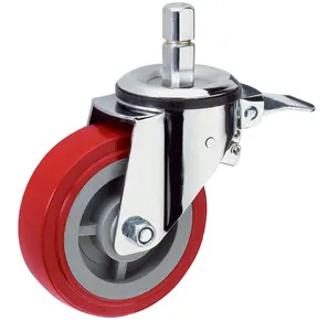 SS 200 мм полиуретановое колесо с квадратным стержнем, красное Поворотное Колесо с тормозом