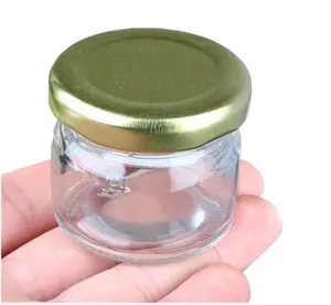 25毫升迷你透明玻璃密封罐储存罐/瓶/容器与金属盖