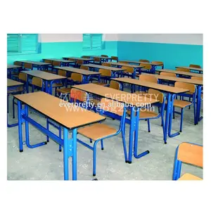 Vendita calda studio di scuola di legno doppio tavolo con panca a buon mercato in aula scrivania e da banco