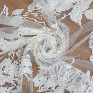 Dubai <span class=keywords><strong>bianco</strong></span> <span class=keywords><strong>Tulle</strong></span> francese disegni ricamati di fiori per abito da sposa in pizzo <span class=keywords><strong>bianco</strong></span> HY0782-2 - Product Image 5
