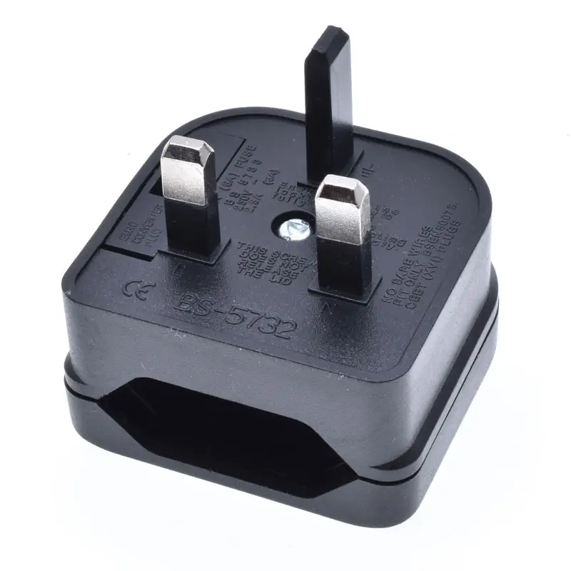 Travel Adapter Plug Converter EU Europe European VDE 2 Pin To UK BS 3 Pin with fuse CE BS approval