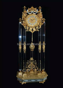 Horloge à Pendule de Sol Ornée en Or Doré de Style Empire Français, Horloge de Sol Grand-Père Décorative en Bronze Doré - Product Image 2