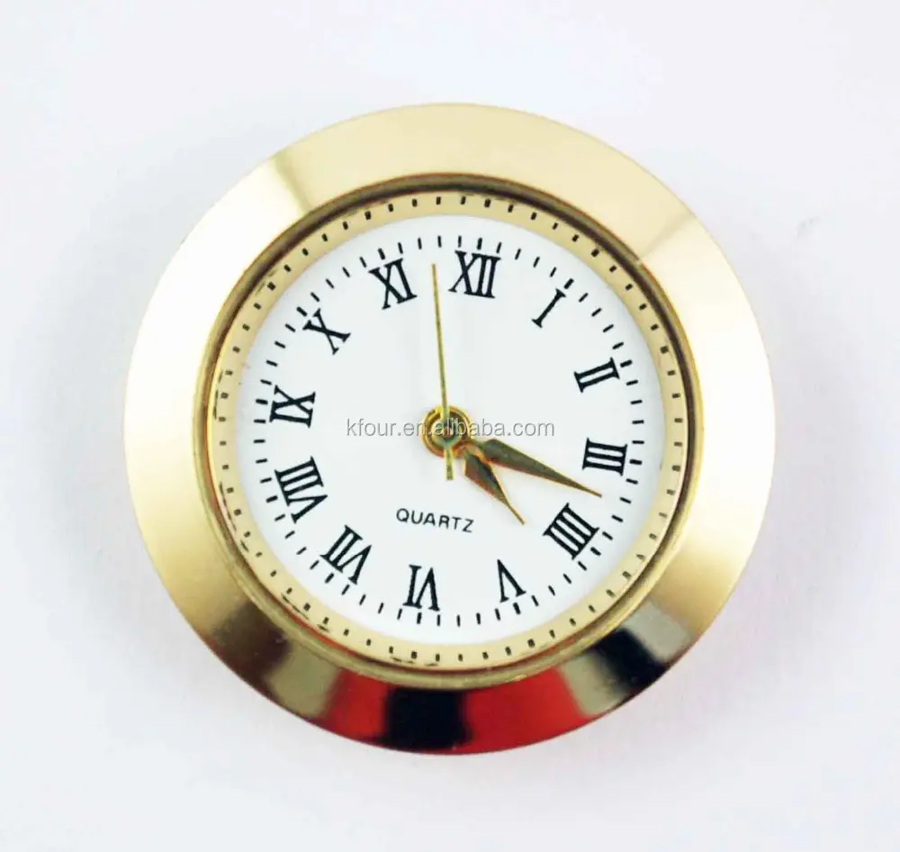 27mm watch clock insert bezel head gold silver quartz mini clock with button cell