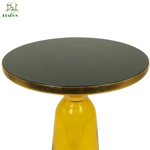Modern Nordic Style Decorative Small <strong>Coffee</strong> <strong>Table</strong> Vintage Round Living Room Furniture Glass Base <strong>Yellow</strong> Bell Side <strong>Table</strong> - Product Image 6