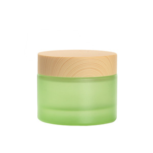 Bán buôn sang trọng 50g lọ kem thủy tinh với hạt gỗ nắp nhựa trắng mỹ phẩm chăm sóc da huyết thanh <span class=keywords><strong>container</strong></span> - Product Image 5