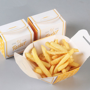 Caja de embalaje de aperitivos de papel Kraft personalizada OEM bandeja rígida de comida rápida <span class=keywords><strong>para</strong></span> patatas fritas laminación brillante y grabado - Product Image 4