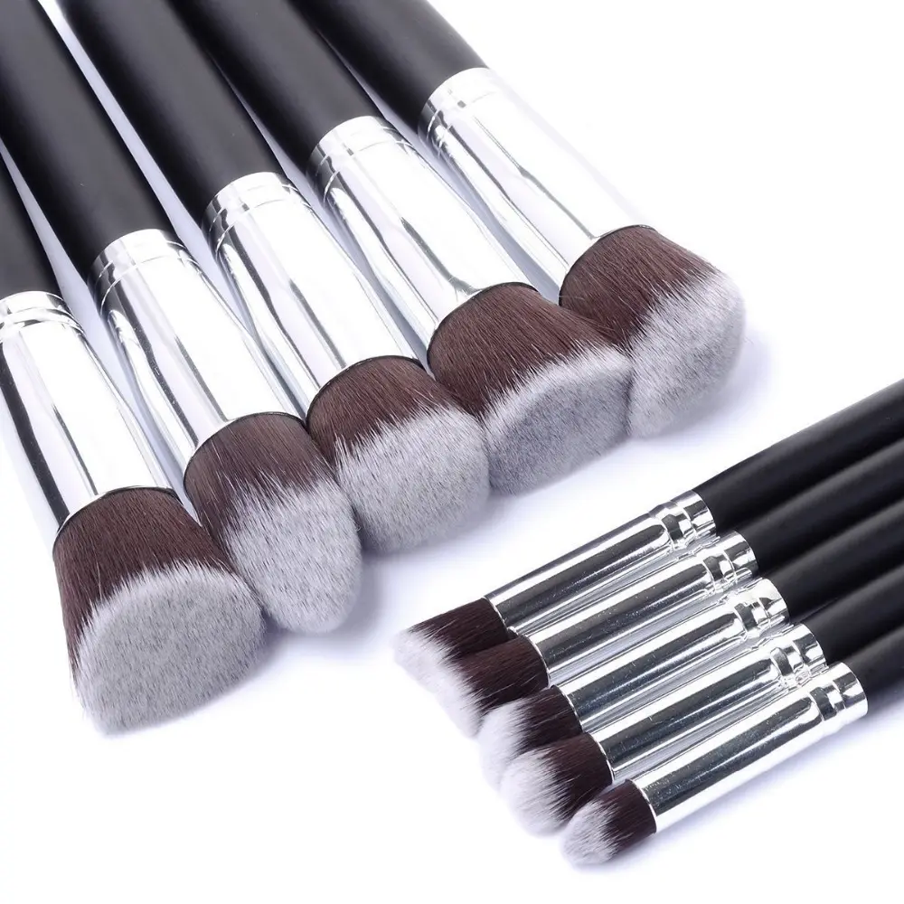 Kit de pincéis kabuki 10 peças, conjunto de pincéis de maquiagem