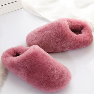 Haute Qualité En <span class=keywords><strong>Peau</strong></span> <span class=keywords><strong>De</strong></span> <span class=keywords><strong>Mouton</strong></span> Hiver Mignon <span class=keywords><strong>Pantoufles</strong></span> Femmes - Product Image 2