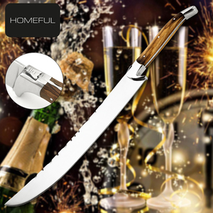Couteau de cuisine <span class=keywords><strong>Laguiole</strong></span> incurvé en acier inoxydable de haute qualité et de grande valeur avec logo personnalisé, sabre à champagne avec manche en bois d'olivier - Product Image 4
