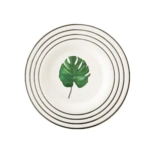 Thiết Kế Mới Gốm Trắng Bữa Ăn Tối Melamine Palm Leaf Tấm