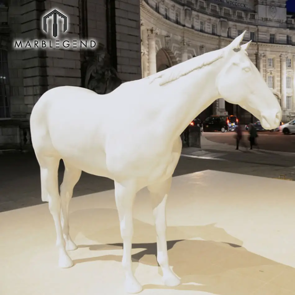 Desain Baru Patung Kuda Besar Ukiran Marmer Batu Alam Luar Ruangan