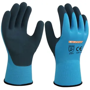 Ente Veiligheid Groothandel Latex Zandige Dubbele Dip Veiligheidswerk Polyester 13 Gague Handschoenen Latex Gecoate Handschoen