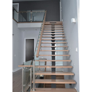 Lage Kosten Eenvoudige Stijl Massief Houten Residentiële Staal Houten Rechte Trappen voor Interne Huis - Product Image 6