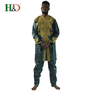 H & D Bazin Riche Coton Pantalon Veste Vêtements 2018 Robes Design Africain Vêtements Hommes Avec Le Meilleur Prix - Product Image 5