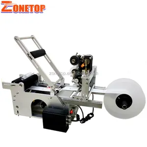 Semi automatic manual self adhesive sticker small label printing machine with date code printer video