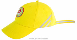 Parche con emblema bordado personalizado de algodón de 6 paneles, rayas reflectantes, gorra y sombrero amarillos seguros - Product Image 3