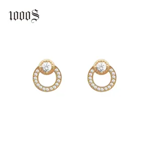 Neueste Design Diamant Mode Anhänger Design 14K Reales Gold Stud Ohrring Großhandel