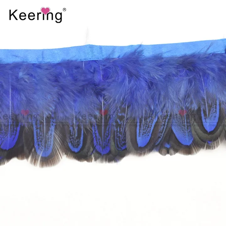 Luxuriant fur Blue cock feather tape Feather trim for garment