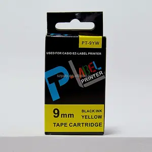 PUTY Hitam Kuning 9Mm Pita Printer PT-9YW XR-9YW Kompatibel Tape untuk KL-60L Label Printer Ez Label Mesin Tape