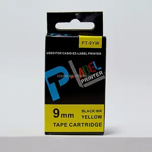 PUTY Stampante Nero su Giallo 9mm Nastro PT-9YW XR-9YW Cartuccia a Nastro Compatibile Per Stampante di etichette KL-60L ez label macchina nastro