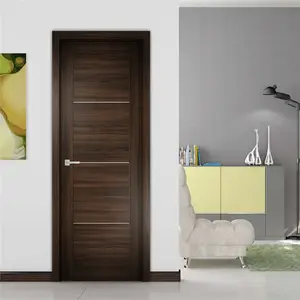 Venda quente mais recente desenhos quarto pvc revestido interior mdf simples porta de madeira teak