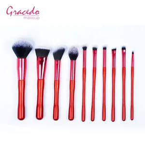 Gracedo红色专业化妆刷自有品牌批发化妆刷套装钳形化妆刷