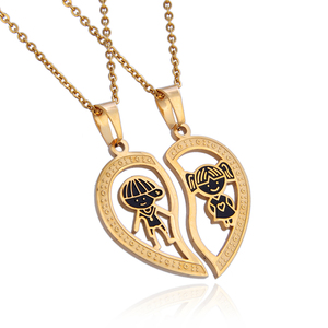 Collane Personalizzate per Coppie e Migliori Amici con Ciondolo a <span class=keywords><strong>Cuore</strong></span> Spezzato Traforato - Product Image 2