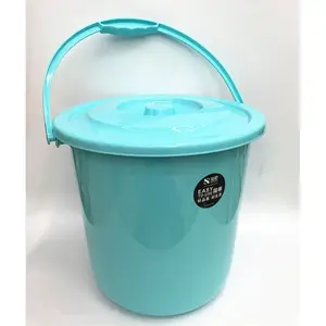 large round plastic water bucket with lid 21L pail with handle