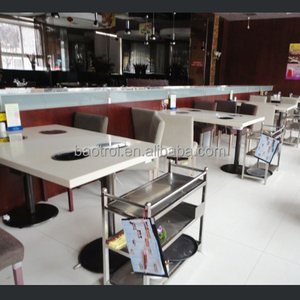 Muebles de superficie sólida diseños modernos restaurante hotpot Mesa, diseños modernos mármol artificial mesa de comedor - Product Image 2