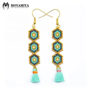 MI-E180049 Moyamiya Bông Tai 2019 Handmade Delica Bông Tai Nazar Miyuki Boncuk Ba Quyến Rũ Chuỗi Bông Tai