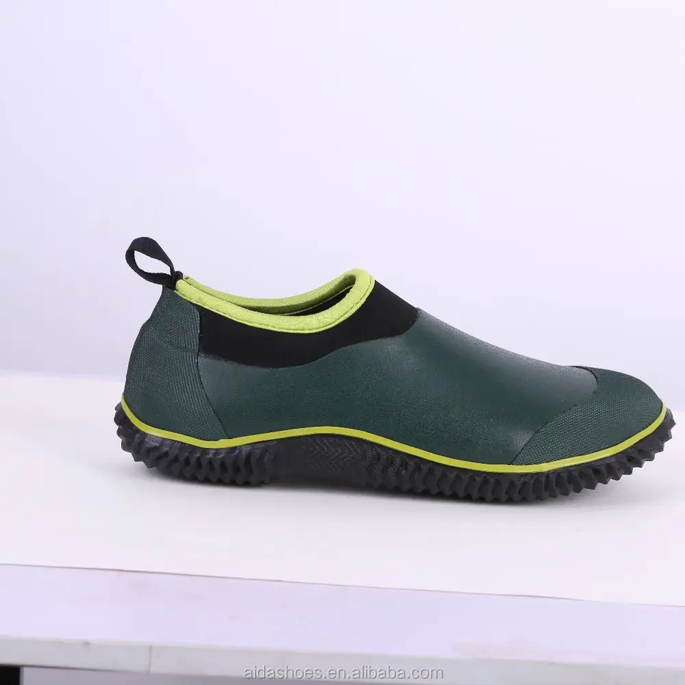 Vulcanized Unisex Green Ankle Neoprene Rubber Rain Boots Garden Shoes 2183