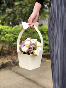 Ramo de flores plegable <span class=keywords><strong>con</strong></span> forma trapezoidal personalizado, cesta de papel portátil, embalaje de <span class=keywords><strong>rosas</strong></span> frescas, caja de flores <span class=keywords><strong>con</strong></span> asa - Product Image 6