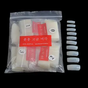 500 pcs/pack 짧은 전체 커버 거짓 긴 관 네일 반 커버 거짓 손톱 발레리나 네일 팁