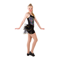 Costume de danse contemporaine pour fille Robe tutu sexy à paillettes Robe de danse jazz noire