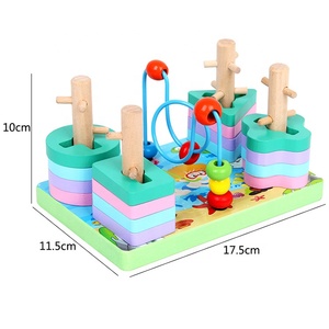 Montessori Perles Géométrique <span class=keywords><strong>Labyrinthe</strong></span> D'éléphant Blocs de Puzzle En Bois Jouet De Trieur De Forme - Product Image 5