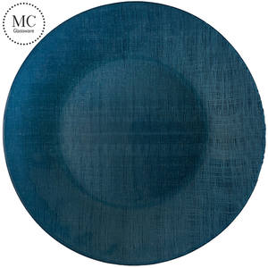 Location de fête d'assiettes de chargeur fantaisie bleues antiques en <span class=keywords><strong>verre</strong></span> en vrac bon marché assiettes de chargeur en <span class=keywords><strong>verre</strong></span> <span class=keywords><strong>bleu</strong></span> - Product Image 3