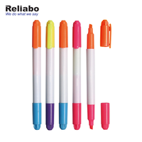Reliabo Nouvelle Arrivée Personnalisé Imprimé Non Toxique Deux Double Face Couleur Stylo Surligneur