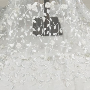 Vendita diretta in fabbrica <span class=keywords><strong>sposa</strong></span> bianca africana 3D fiore tessuto di <span class=keywords><strong>pizzo</strong></span> ricamato tutto per abito da <span class=keywords><strong>sposa</strong></span> donna indumento - Product Image 2