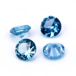 Bobine synthétique ample 1-3mm, 1 pièce, pierre précieuse bleue en zircon 120 #, coupe ronde