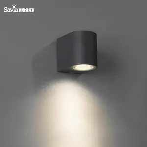 Savia – appliques murales extérieures en Aluminium, montage en Surface, lampe de jardin, IP44, étanche, GU10, gris, éclairage extérieur vers le bas pour porte d'entrée