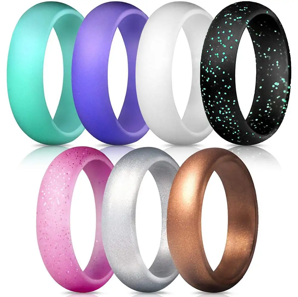 Wholesale 5.7mm Women Silicone Wedding band Couple Comfortable Metallic  Silicone Finger Rings Silicone Rings From m.