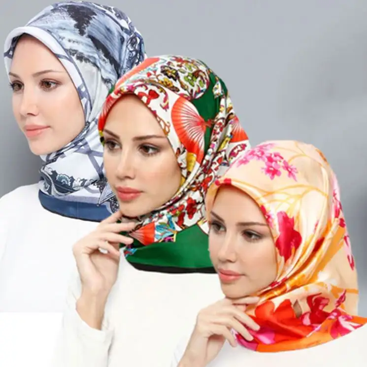 Phụ Nữ Phổ Biến Khăn Trùm Đầu Khăn Trùm Đầu Satin Khăn Quàng Bề Mặt Lady Polka Dot Mẫu In Hijab