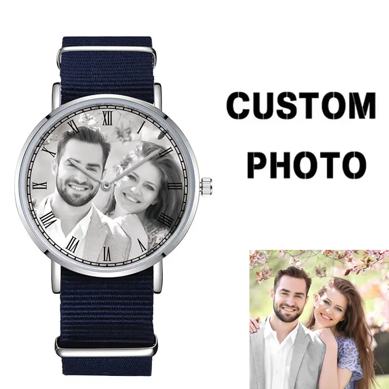 Build Your Own Watches Custom Watch Dials Nylon Strap Put Your Photo Unisex Watch Promotional Gift